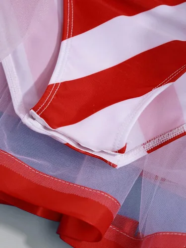 Vista 7 de CHICTRY Leotardo de baile de bastón de caramelo con estampado de rayas para niñas, vestido tutú de ballet, disfraz de Papá Noel elfo