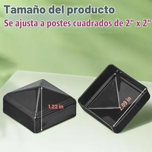 Vista 2 de Pelopy - 4 tapas de aluminio piramidal para postes de valla de 2 x 2 Negro