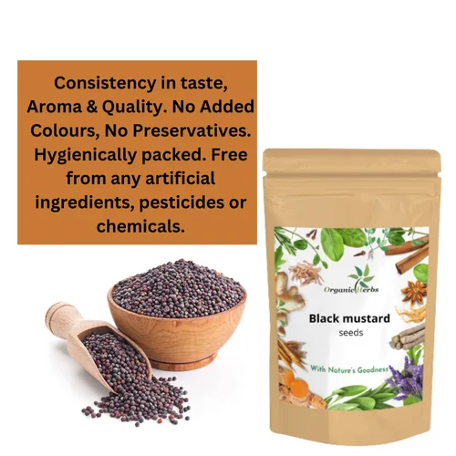 Vista 4 de Organic Herbs - Semillas de mostaza negra Semillas de mostaza negra enteras para cocinar Semillas de mostaza negra de cocina india Semillas