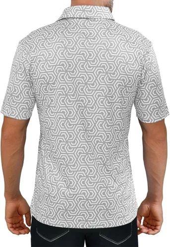 Vista 4 de JOYMASAR Camisas de golf para hombre - Polo de manga corta con estampado de rendimiento que absorbe la humedad