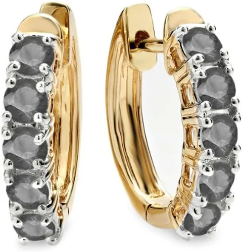 Vista 2 de Dazzlingrock Collection Pendientes de aro de 1 quilate (quilates) de 14 quilates para mujer, oro amarillo