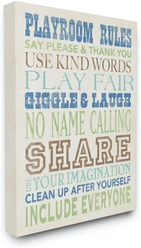 Vista 2 de The Kids Room by Stupell Playroom Rules Use Kind Words Placa de pared rectangular
