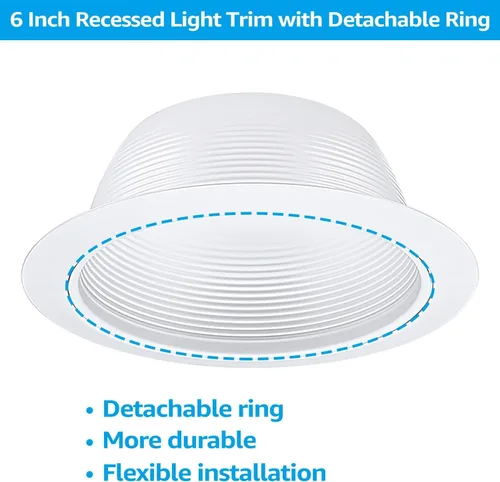 Vista 5 de TORCHSTAR 6 Inch Recessed Light Trim, White Blanco