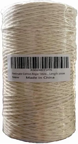 Vista 8 de Cuerda de algodón de 0.039 pulgadas para macramé de 820 pies para cocina, cuerda para asar, atar carne, pavo, envoltura de regalos, manualidades