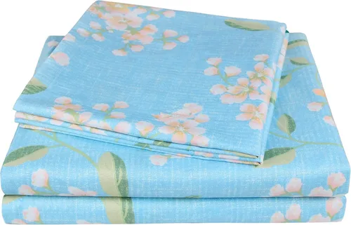 Vista 51 de JSD Juego de sábanas florales azul marino, tamaño individual, sábanas de microfibra impresas de 3 piezas, bolsillo extra profundo, sin arrugas