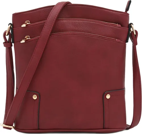 Vista 72 de Bolso cruzado grande con triple bolsillo con cremallera.