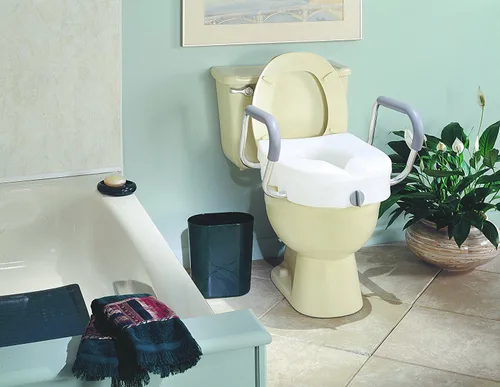 Vista 2 de Rmb30400 Carex Health Brands E Z Lock Asiento de inodoro elevado con reposabrazos 4