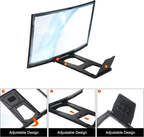 Vista 3 de MECCANIXITY Lupa de pantalla de 12 pulgadas para teléfono celular, proyector de aumento 3D HD, soporte amplificador de pantalla para todos