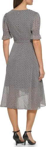 Vista 3 de Tommy Hilfiger Vestido de gasa de manga corta para mujer
