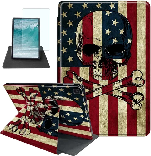 Vista 18 de Rossy Funda para Samsung Galaxy Tab A7 Lite de 8.7 pulgadas 2021 (SM-T220/T225/T227) + protector de pantalla giratorio de 360 grados con soporte