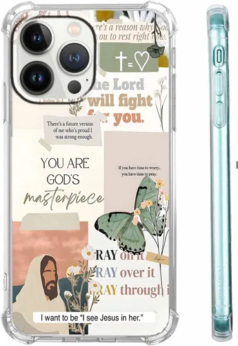 Vista 45 de Funda para Celular con Versículos de la Biblia, Colocación de Citas Cristianas de Jesús, Diseño Collage, Funda Protectora Suave de TPU de Moda
