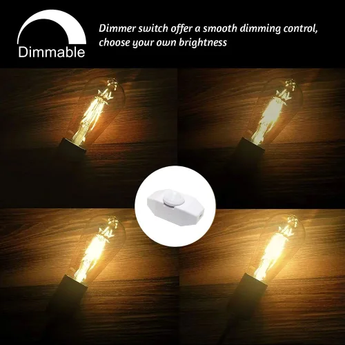 Vista 3 de Cable de luz colgante enchufable con interruptor de atenuación, kit de cable de lámpara colgante de 15 pies con luz E26/E27Socket Swag con ganchos