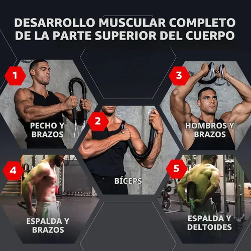 Vista 3 de Barra Power Twister de Python - Equipo de ejercicio para fortalecer la parte superior del cuerpo para pecho, hombro, antebrazo, bíceps y brazos por