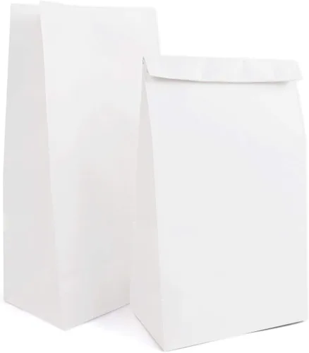 Vista 6 de Kslong Pequeñas bolsas de papel blanco, 50 mini bolsas de papel para regalos de fiesta, bolsa de almuerzo de papel a granel para sándwich, palomitas