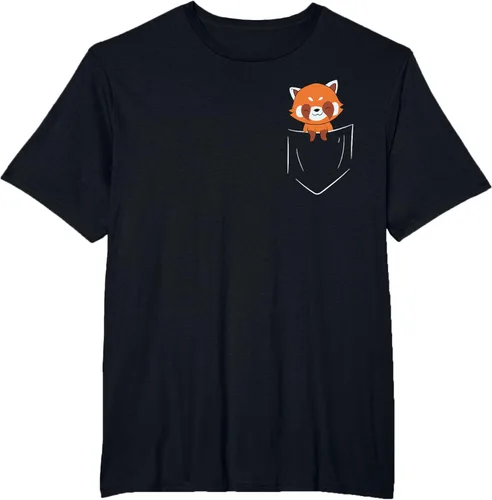 Vista 38 de Funny Red Panda In Pocket - Camiseta con bolsillo, Negro, S
