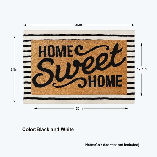 Vista 2 de KIMODE - Alfombra de algodón tejida con diseño a rayas en color negro, para puerta de entrada, cocina, decoración de estilo rústico