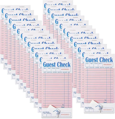 Vista 36 de Libros de cheques de invitados para servidores, bloc de notas de servidor, paquete de 12, papel de color natural, bloc de notas para camarera