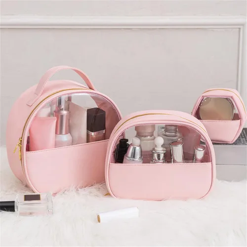 Vista 2 de Bolsas de maquillaje para mujer, organizador de viaje, bolsas de cosméticos portátiles, bolsa de aseo transparente, bolsa de aseo para el cabello