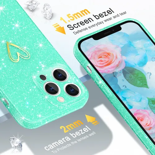 Vista 6 de Funda para iPhone 12 Pro Max, [purpurina transparente] [nunca amarilla] fundas de teléfono a prueba de golpes, funda protectora de silicona suave