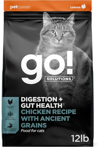Vista 13 de Go! Solutions Digestión + salud intestinal, comida seca para gatos, receta de pollo con granos antiguos, bolsa de 3 libras Fiber-Rich Kibble for