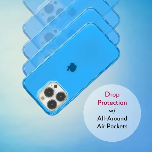 Vista 6 de SteepLab Funda con resaltador de neón para iPhone, funda Grippy Jelly con bolsillos protectores de aire (azul azul celeste, iPhone 13 Pro Max)