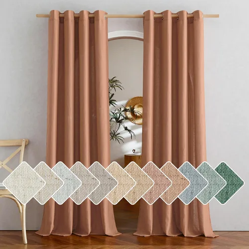 Vista 78 de NICETOWN - Cortinas de lino angora para ventana de cocina sobre el fregadero, con ojales, lino grueso angora, tratamientos cortos para ventanas