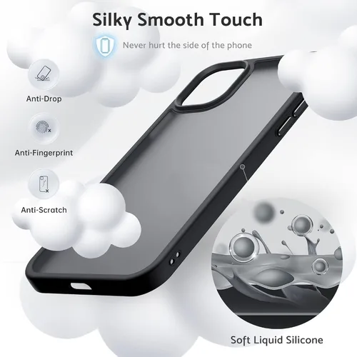 Vista 6 de Anqrp Funda negra diseñada para iPhone 11 [compatible con carga inalámbrica], [tacto sedoso] Funda delgada de silicona suave antiarañazos para Negro