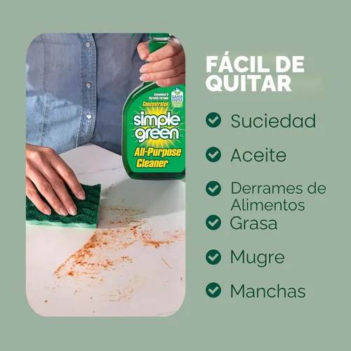 Vista 7 de Simple Green Spray limpiador multiusos y recarga, verde, juego de 3 piezas, original, 1 unidad