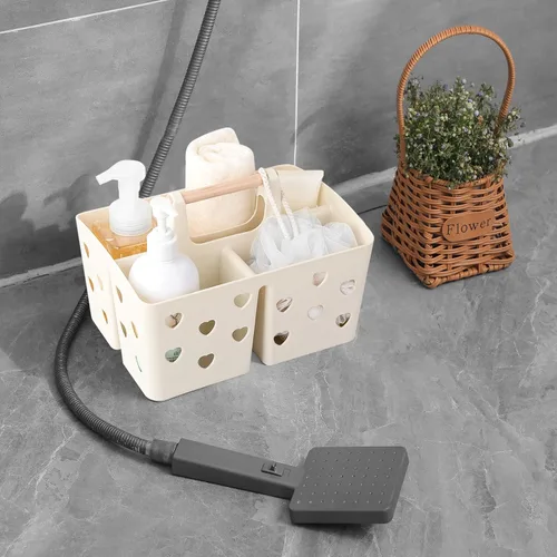 Vista 4 de Anyoifax Organizador de Ducha Portátil Cesta de Ducha de Plástico Organizador de Baño Dividido Organizador de Limpieza de Almacenamiento con Asa