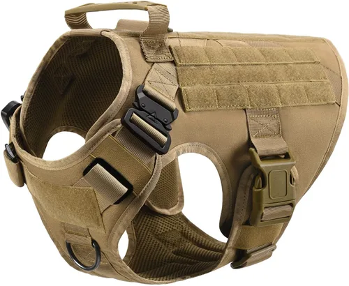 Vista 2 de Chaleco de servicio para perros de entrenamiento, caza, Molle, de nailon resistente al agua, ajustable, cómodo, K9, arnés táctico para perro con asa