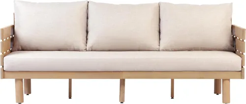 Vista 6 de Christopher Knight Home Levi - Sofá de 3 plazas de madera de acacia para exteriores con cojines, moderno sofá de patio de madera maciza de mediados