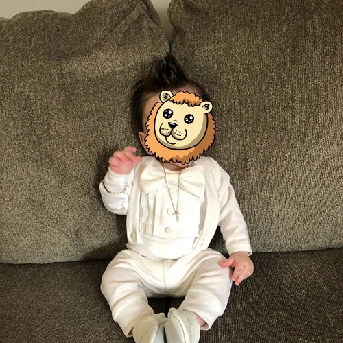 Vista 2 de Traje de bautizo para bebés y niños, traje de bautizo, pajarita, pantalones con tirantes, traje de esmoquin para fiesta de boda, conjunto de ropa