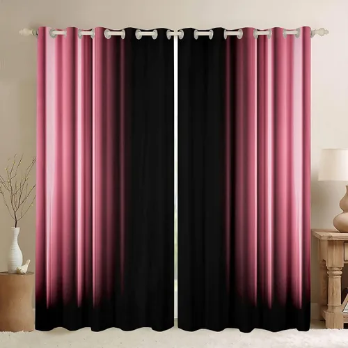 Vista 47 de Feelyou Cortinas abstractas degradadas para niños, adolescentes y mujeres, cortinas de ventana azules, moradas y negras, tratamientos geométricos