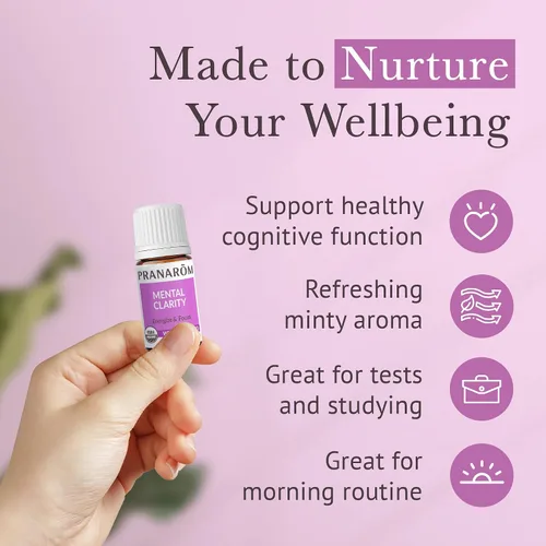 Vista 5 de Pranarom - Aceite esencial de claridad mental y enfoque, aceite esencial puro para difusores, aceite aromático revitalizante, lavanda, limón, menta