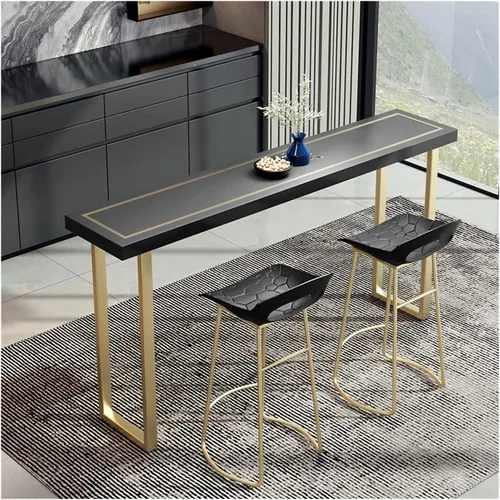 Vista 6 de Mesa de bar de altura de bar, mesa de bar de madera maciza, mesa alta para pared del hogar, mesa larga, sala de estar, dormitorio, balcón, mesa 47.2