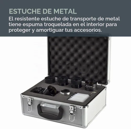 Vista 5 de Celestron Kit de accesorios para oculares, Barlow y telescopio de filtro