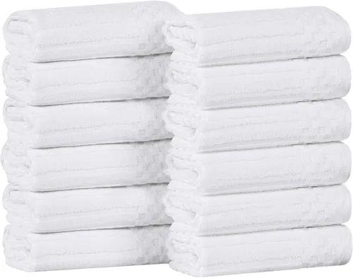 Vista 14 de Superior Juego de 6 toallas de algodón sólido y acanalado, toallas de cara de 13 x 13 pulgadas, toallas de mano de 16 x 28 pulgadas, toallas de baño