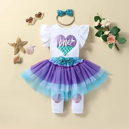 Vista 5 de Conjunto de mameluco para bebé recién nacido, falda tutú + diadema