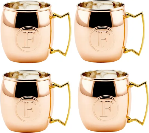 Vista 8 de Old Dutch International Taza sólida Moscow Mule, 16 onzas, monograma A, cobre