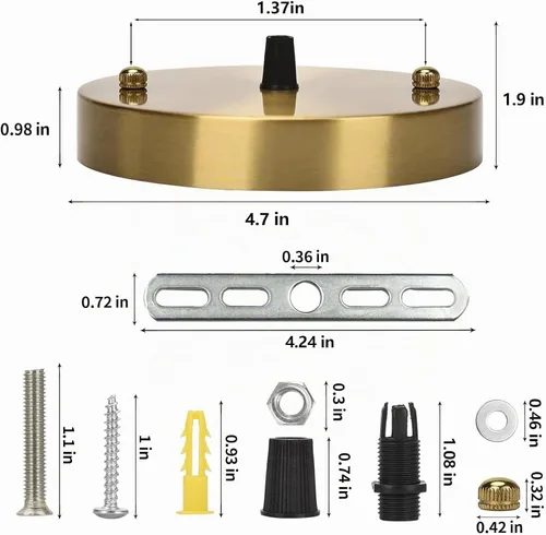 Vista 2 de Sangle Sopffy Kit de Dosel para Luz Colgante, Kit de Dosel de Iluminación de Techo de 4.7 Pulgadas con Todos los Herrajes de Montaje Placa de Techo