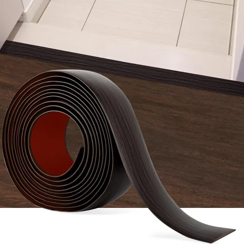 Vista 13 de Tira de transición de piso de 3.3 pies, autoadhesiva, cubierta de vinilo, tira de transición divisora plana, diseño de grano de madera para huecos