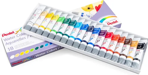 Vista 12 de Acuarelas Pentel Arts, surtidas, tubos de 5ml, juego de 12 colores (WFRS-12)