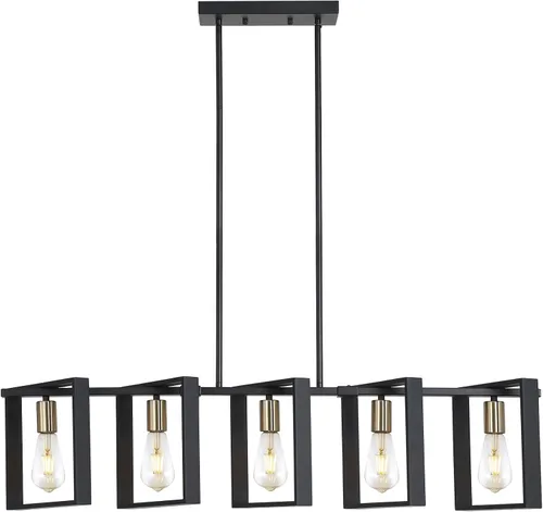 Vista 15 de 9MMML Lámpara de 3 luces para isla de cocina, lámpara de comedor negra, con marco de madera, para sala de estar, vestíbulo, entrada, pasillo, E26