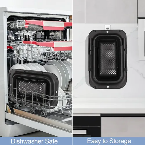 Vista 6 de ROTTOGOON Colador plegable de 7 cuartos, colador expandible sobre el fregadero, colador ajustable de silicona para fregadero de cocina, cesta grande