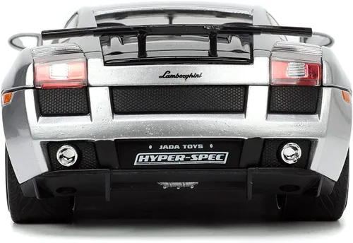 Vista 5 de Jada Toys Hyper-Spec 1:24 Lamborghini Gallardo Superleggera - Coche fundido a presión, color plateado, juguetes para niños y adultos