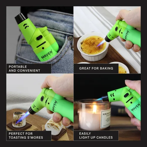 Vista 4 de Alpha+ - Encendedores de gas butano recargables, llama de chorro ajustable, mini linterna de bolsillo resistente al viento para cocina, velas