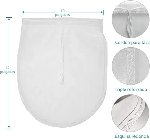 Vista 3 de Bolsa de leche de nuez reutilizable, paquete de 3 bolsas de estopilla de 12 x 10 pulgadas para colar leche de almendra/soja, colador de yogur