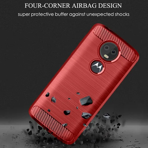 Vista 3 de Asuwish Funda protectora para Moto E5 Plus E 5 Supra con protector de pantalla y accesorios de celda de TPU suave delgada y suave, Motorola E5+ Rojo