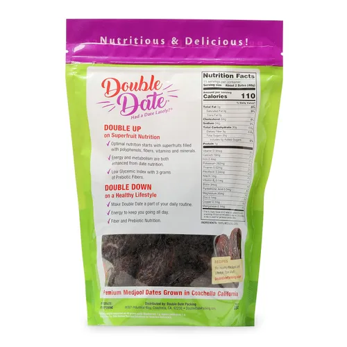 Vista 2 de Fechas dobles Medjool, Bolsa de bolsa de 1 libra Medjool Dates - Coachella Valley California cultivada y empaquetada, bolsa resellable y reciclable