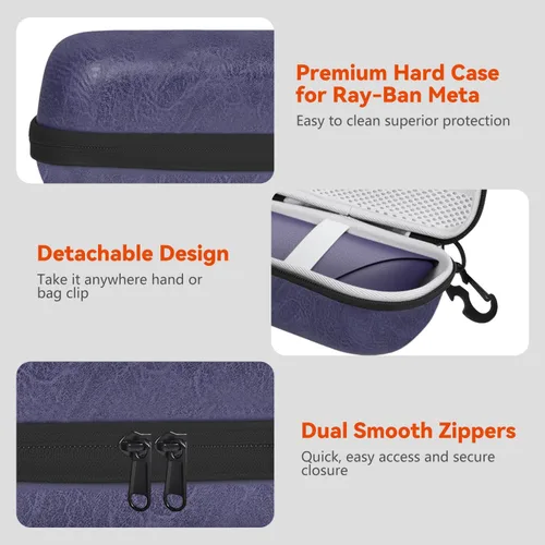 Vista 4 de Estuche rígido para gafas Ray-Ban Meta Wayfarer2SkylerHeadliner Charge Box - Para SmarGlasses Accessores Travel